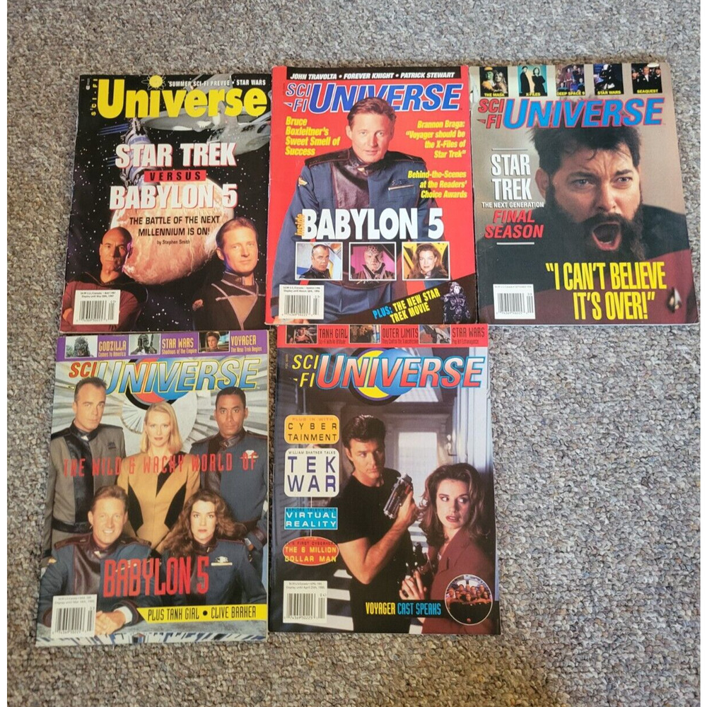 Lot of 5 Sci-Fi‎ Universe Star Trek, Babylon 5 Collectibles Magazines 1994-1997